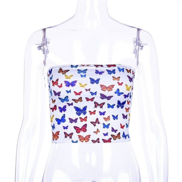 Summer Beach Crop Tube Top Elastic Strapless Tight Stretch Bodycon Top S… - Picture 1 of 11